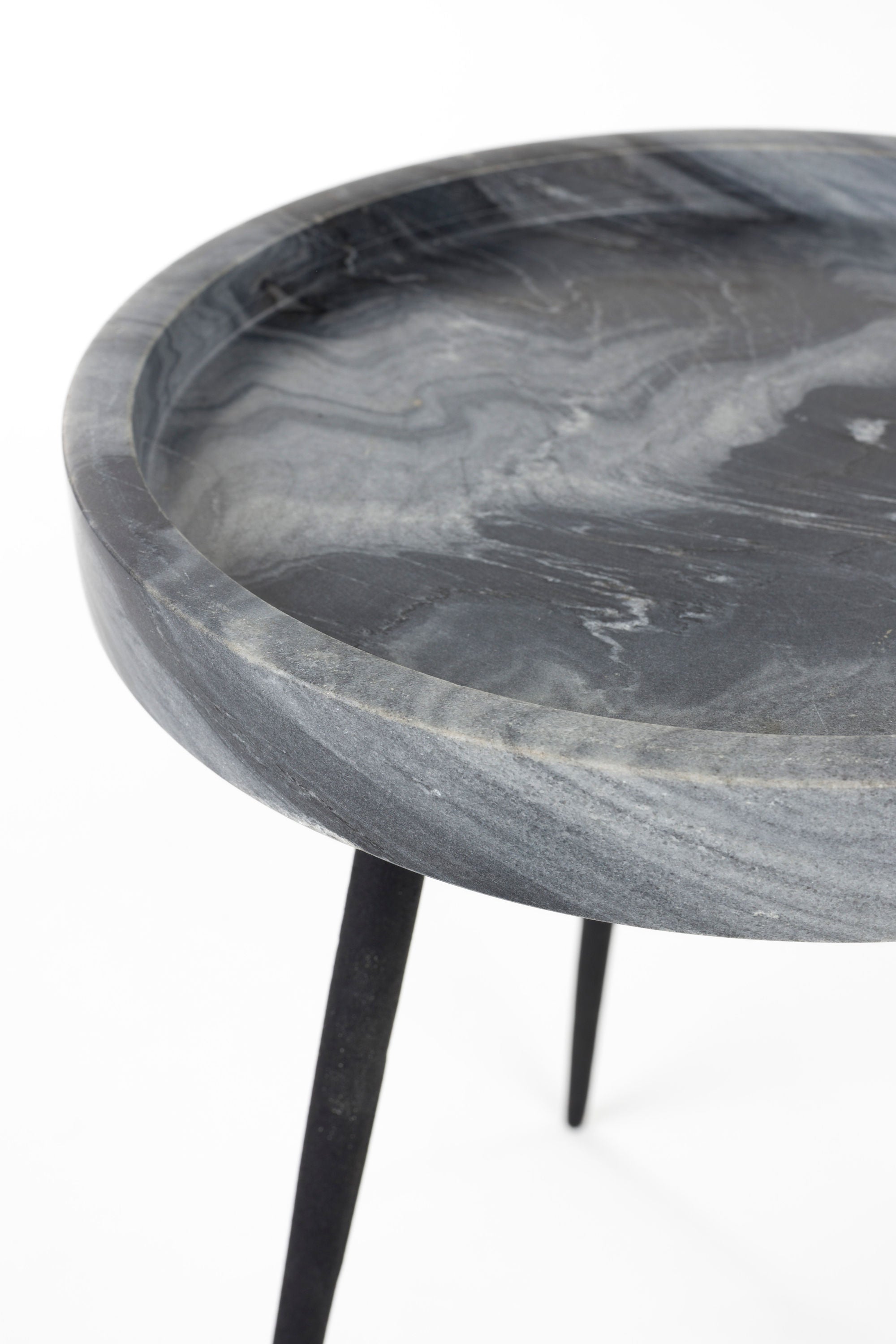 Karrara Grey Marble Round Side Table